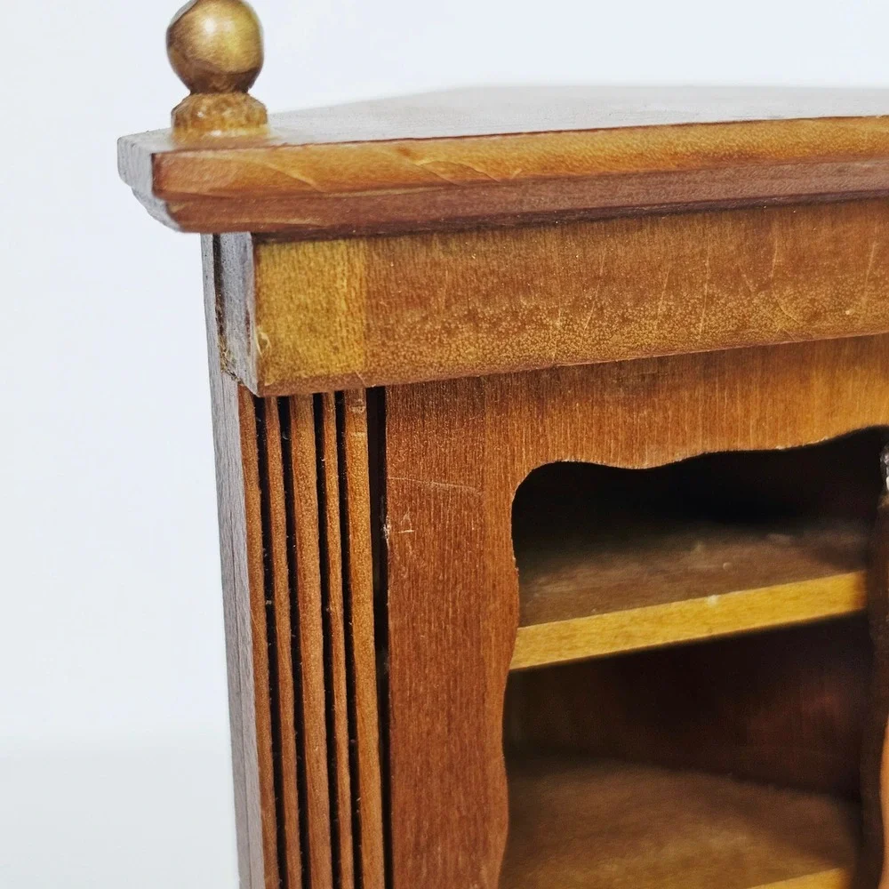 Vtg Wooden Miniature Corner Hutch Dollhouse Furniture Farmhouse Cottagecore
